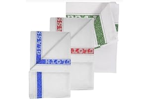 DISCOUNTED CLEANING SUPPLIES DCS Pack of 10 Cotton Glass Cloth Tea Towel XL (50 x 70 cm) – Glass Polishing Cloth for Drying up Cloths - Colour Coded Cleaning Cloths – Catering Professional Tea Towels