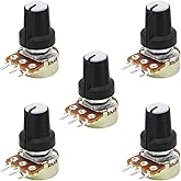 Aussel 10K OHM B10K Linearthermometer 3 Klemmen-Drehpotentiometer mit Kappenmuttern und Unterlegscheiben 5 Stück (B10K-5PCS)