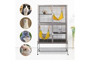 FEFE Large Double Story Levels Metal Portable Rolling Pet Ferret Cat Chincilla Rat Small Animal Playpen Cage