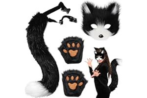 AUNGCSHE Katze Fuchs Cosplay, Pelzige Katze Fuchs Maske, Karneval Halloween Party Cosplay Kostüm Set für Kinder Erwachsene