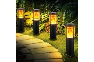 Ainostone Solarlampen für Außen 4 Stück Solarfackeln mit Realistischer Flammeneffekt RGBW Solarleuchten mit 2 Beleuchtungsmodi IP65 Wasserdicht Gartenfackeln für Garten Terrasse Weg Weihnachten Deko
