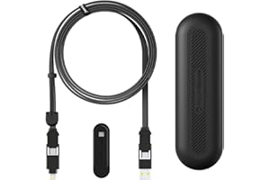 Rolling Square inCharge XL 200 cm - kabel USB typu c, uniwersalny kabel komórkowy, dla mężczyzn, uniwersalna ładowarka do telefonu komórkowego 6 w 1, gadżet techniczny, czarny, kabel Lightning 100 W