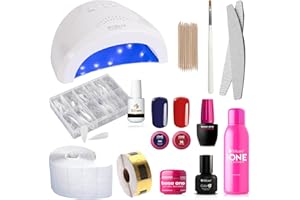 ACOL Kit Ricostruzione Unghie Gel Completo Professionale 3 Gel UV - Lampada LED 48W- 3 Liquidi - Lime - Pennello - Accessori