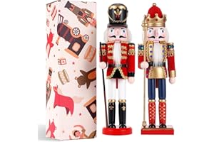 ‎COMBIUBIU COMBIUBIU 2PCS Nussknacker Figur,30CM Nussknacker Soldat Aus Hochwertigem Kiefernholz,Deko FüR Zuhause Kamin Tischdekoration,Weihnachten Weihnachtsdekoration