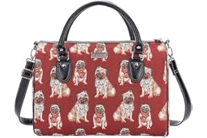 Signare Tapisserie Reisetasche Damen, Sporttasche Damen, Weekender Damen, Reisetasche groß mit Hundedesigns (Mops)