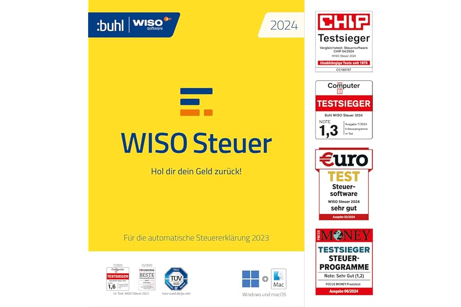 WISO Steuer 2024 (für Steuerjahr 2023), Für Windows, Mac, Smartphones und Tablets, frustfreie Verpackung