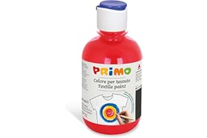 PRIMO - Colori per Tessuti Permanenti in Bottiglia da 300 ml, Colori Acrilici Vivaci e Coprenti per Bambini +4 Anni e Adulti, Pittura per Tessuti Ideale per Magliette, Borse, Jeans, Scarpe e Altro