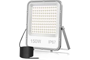 JBdusn 150W Faretto LED da esterno, impermeabile IP67, super luminoso Fari, luce Proiettore bianca fredda, Faretti ideale per magazzini, giardino, garage, cortile, parcheggio