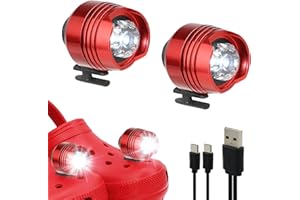 FERRDEERY Rechargeable Headlights for Shoes, 2PCS Shoe Charm Lights with 3 Light Modes, Camping Accessories Shoe Headlights, IPX5 Waterproof Shoe Decoration Lights for Walking Hiking Festival Gift for Kids
