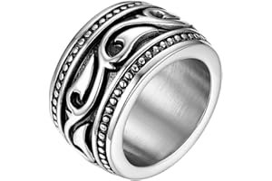 JewelryWe New Cool 14mm Stainless Steel Casting Thumb Ring Punk Biker Mens Engagement Wedding Band
