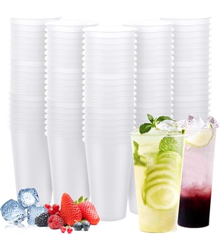 FWEEK 50 stuks feestbekers, plastic bekers met zilver, 360 ml kunststof bekers, transparante partybekers, kunststof glazen, wijnglazen voor cocktail, champagne, bier, drank, dessert