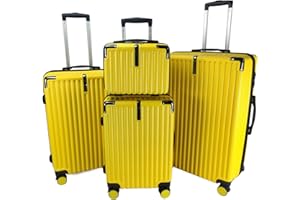 GOODS EMPORIUM Suitcase Set - Cabin Suitcase - Large Medium Small Size Lightweight Suitcases 4 Wheel & Hard Shell - Hand Luggage Bag Flight Carry-ons Travel Cabin Bags (Yellow, Set of 4)