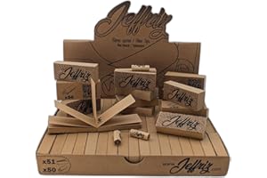 Filtri di Cartone Non Sbiancati Perforati | Jeffriz | Scatola da 51 Libretti (50 Filtri per Libretto) | Espositore del filtro di carta | Filtri di carta Pre-Perforati per Piegatura a W | 5x2 cm