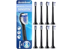 8 Sztuki demirdental kompatybilny dla Philips Sonicare Końcówki, miniglówka, Sensitive Końcówka do szczoteczki, Czarny, HX6088b