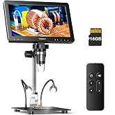 TOMLOV DM9 MAX 10.1" Digital Microscope, 20MP Magnifier for Coins/Soldering with IPS HD Screen, Gift for Adults/Kids, 10 Adju