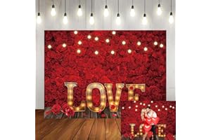 WANGRJ Toile de Fond pour la Saint Valentin -Valentine's Day Roses Rouges Background- en Bois - pour Photographie - pour Filles et Femmes - Décoration de fête prénuptiale - 2,1 x 1,5 m