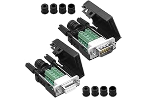 PENGLIN 2PCS DB9 Solderless RS232 D-SUB Serial to 9-pin Port Terminal Adapter Connector Breakout Board with Case Long Bolts Tail Pipe (Male+Female)