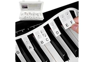 ARTOMNIVERA 88 Key Removable Piano Keyboard Note Labels, Silicone Reusable No Need Stickers, 88 Keyboard Letters for Beginners and Kids Comes (Black)