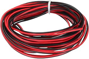 QUARKZMAN 2-żyłowy drut równoległy z PCW o grubości 24, długość 4,5 m, średnica 1,6 mm, czerwony, czarny, elastyczny przewód 24 AWG do kabla LED RGB, okablowanie wewnętrzne