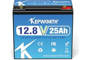 KEPWORTH LiFePO4 Batteria Litio 12V 25Ah, Per RV, carrello da golf, pannello solare, auto per bambini, campeggio, Sistema di allarme