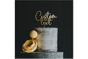 Pomchick - Wooden Custom Cake Topper with Your Text Personalised Party Decor Birthday Anniversary Far Away Christmas Graduati