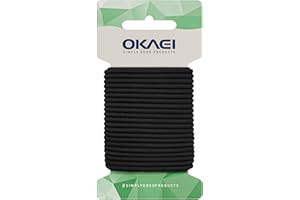 Cavo di gomma OKAEI 3 mm x 5 m - corda di gomma di alta qualità in nero, elastico flessibile/gomma per cappelli/gomma rotonda - ideale per progetti fai da te e artigianato