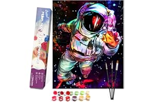 Bougimal Pintar por Numeros Adultos, DIY Pintura por Números Astronauta sin Marco de 40 X 50 cm