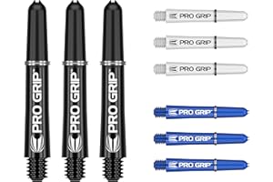 Target Darts Pro Grip Shafts - Set of 9 | 3 Colours, Multicolour | 3 Size Options (Courte, Intermédiaire, Moyenne) | Dart Stems, Accessoires de fléchettes professionnels, tige 2BA Multipack with Rings
