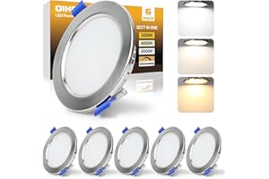 QINGMIAO LED Recessed Ceiling Lights, 6W Ultra Slim LED Downlights, Warm White 3000K Neutral White 4000K Cool White 6000K, IP44 Dimmable Spotlights for Bathroom Kitchen Living Room,Silver 6 Pack