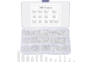 340 st M3-skruvset, plastskruvar och muttrar set med brickor, vita nylonskruvar med runda huvudskruvar, muttrar set, metrisk