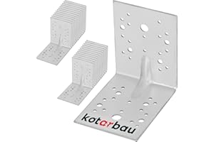 KOTARBAU® 25 x Soportes de esquina en L, 130x130x100mm, Soporte de carga pesada de acero inoxidable, Conector de ángulo recto de unión de 90 grados, Escuadras reforzadas metálicas para vigas de madera