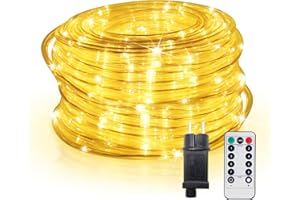 ‎MALUX MALUX Lichterschlauch wasserfest IP65 mit Fernbedienung Timer & 8 MODUS Transformator für Schlafzimmer Gartenparty Hochzeit Weihnachten idealee Geschenks ostern für Familienfreunde Warmweiß 200 LED15M