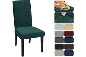 XINEAGE 4 Packs Newest Pattern Dining Chair Slipcover Parsons Chair Furniture Protector Stretch Chair Covers for Dining Room, Restaurant, Kitchen, Party (Blackish Green)