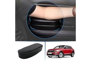 Coleya Auto Armlehne Aufbewahrungsbox Kompatibel mit VW T-Roc/Tiguan/Polo/Golf MK8/ T-Cross 2018-2023, PU Leder Auto Armlehnenkissen, HöHenverstellbar Anti-MüDigkeit Ellenbogenstütze (Schwarz)