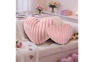 Lanpn 2 Stück Valentinstag Herzkissen, Rosa Herzform Kissen Love Zierkissen Aesthetic Plüsch Kissen für Geschenk Wohnzimmer Schlafzimmer Couch Bett Sofa Valentinstag Dekor (Rosa, 42x31cm & 36x27cm)