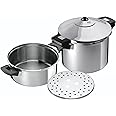 Kuhn Rikon Pressure Cooker Set, 4L and 8L (24cm) Duromatic Inox Food Steamers with Side Grips. Multi Cooker Hotpot with Auto Lock Lid. Stainless Steel Pot – 10 Year Kuhn Rikon Cookware Guarantee