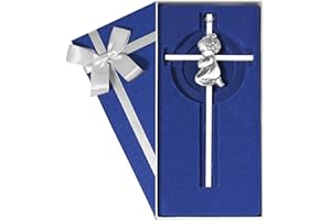 Tryuunion Baby Wall Cross Baptism Gifts for girl, 7-inch Silver Praying Girls Baptism Crosses for First Holy Communion Christening and Dedication Baptismal Gifts from Godparents