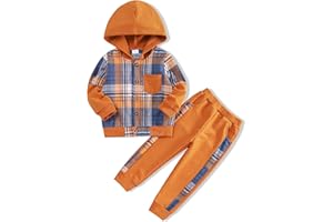 Wexuua Toddler Baby Boy Clothes Splicing Sweatshirt Pullover + Pants Two-Piece Set Kids Fall Outfit for Boys