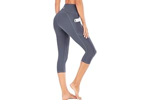 IUGA Capri Leggings with Pockets High Waist Cropped Trousers Yoga Pants for Women Running Active 3/4 Length Leggings for Workout Exercise & Fitness