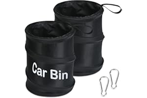 URAQT Car Bin, 2pcs Black Portable Collapsible Pop-up Bag, Universal Leak Proof Traveling Portable Car Rubbish Bin, Compact Mini Trash Can, Used for Garbage Storage and Collection