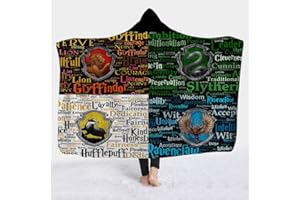 YEDL YEOL Decke Mit Kapuze Gryffindor Slytherin Ravenclaw Hufflepuff Plüsch Kuscheldecke Mit Kapuze Erwachsene Warme Bettwäsche (130 x 150 cm, H)