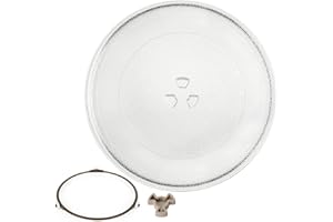 WOPPLXY Plateau Micro Onde 24,5 cm avec Arbre Rotatif et Noyau Rotatif, Plateau Micro Onde Universel en Verre pour Micro Ondes