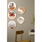 kutuTR Modern Dekoratif Duvar Tablosu, 5 Par&ccedil;a MDF Set, Bohem Tarzı, &Ccedil;ok Renkli, 50 x 70 cm