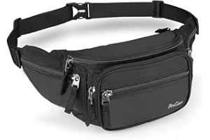 ProCase Sac Banana/Sacoche de Ceinture Homme Femme, Fanny Pack Waist Pack Léger Ville de Sécurité pour Voyage, Sac à Taille pour Randonnée Outdoor Sport -Noir