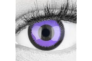 Lentilles couleur violet noir Purple Lunatic. Pour Halloween, Shrovetide, Carnaval + étuis à lentilles de contact I 1 paire (2 pièces) I sans correction I 0,00 Dioptries MERALENS