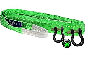 ‎DESERT FOX WINCH Desert Fox Winch Berge Set mit 2 x 3/4" Schäkel u. 14t 10m Baumgurt Abschleppseil Abschleppgurt Baum Fällarbeiten entspricht EN 1492-1 … (10 m Gurt 2 Schäkel 3/4 Zoll)