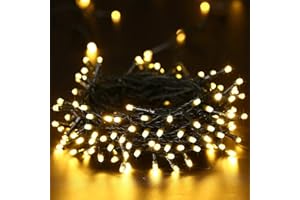 PhilzOps Noël Décoration Guirlande Lumineuse, 10M 100 LED Lumières de Noël Intérieur à Piles 8 Modes Etanche Guirlande Sapin de Noë pour Extérieur Jardin Mariage Anniversaire Maison Fête, Blanc Chaud