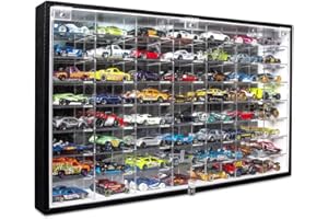 J JACKCUBE DESIGN JackCubeDesign Hot Wheels 1/64 Scale Diecast Display Case Storage Cabinet Shelf Wall Mount Rack for 56 Hot Wheels(Black, 62.5 x 35 x 5.2 cm)-MK184