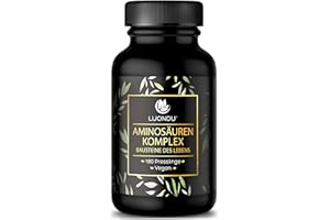 ‎LUONDU Aminosäuren Komplex hochdosiert - 180 vegane Amino Tabletten mit je 1000 mg pro Tagesdosis mit 12 verschiedenen Aminosäuren - EAA Pattern Presslinge von LUONDU - Verpackung kann variieren