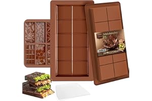 HAASIKI 3 Stück Schokoladenform, Silikonform schokolade, Schokoladenform tief, Schokoladenform Silikon, Mit Abstreifer Antihaftbeschichtung Schokoladentafel Form - BPA Free, mit 100CM Pendelleuchte Kabel